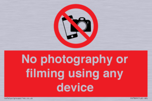 No photography or filming using any device